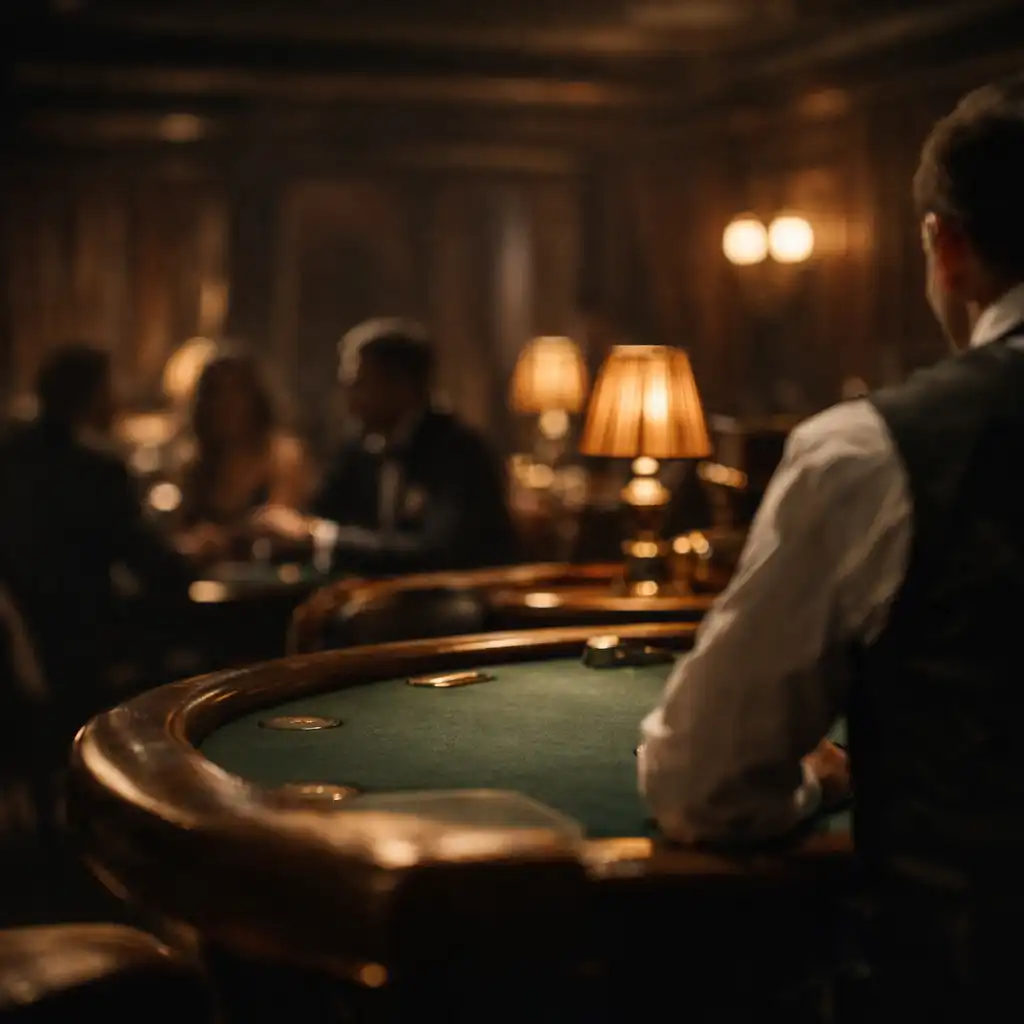 Physical casino lounge at Suppervion with a green-felt table and a live croupier in soft focus